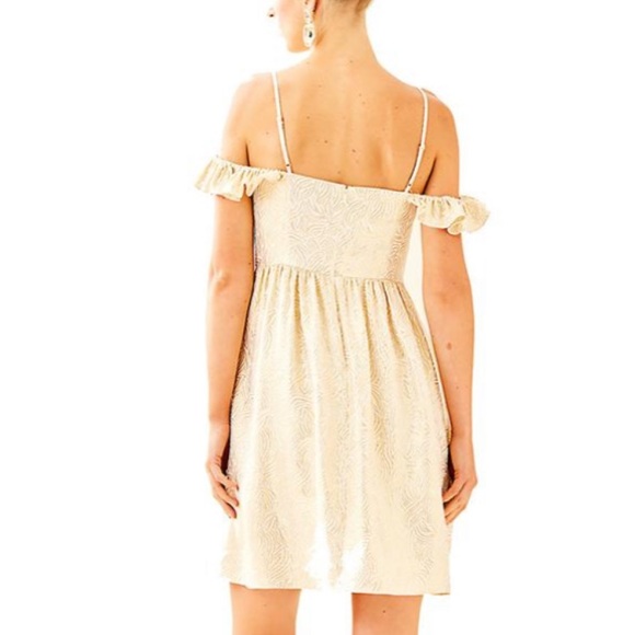 NWT Lilly Pulitzer Kariana Dress, Gold Jacquard, 8 - Picture 3 of 10